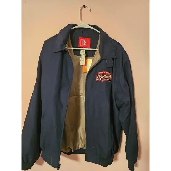 NFL Jacket Super Bowl Champions Men's M Navy Insulated Embroidered Vintage - Picture 1 of 5